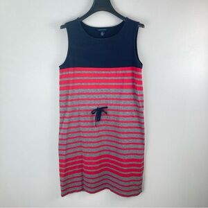 Tommy Hilfiger Dress Red Gray Navy Striped Tie Waist Nautical Sailor Size S